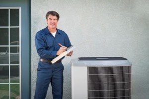 Man Writing Air Conditioner AC